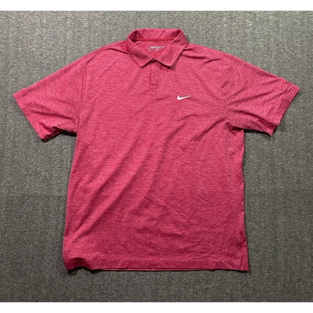 Nike Dri-FIT Golf Polo Shirt Athletic Fit Moisture Wicking Red Size L